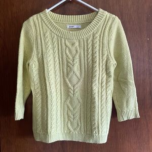 Green Old Navy Crew Neck 3/4 Sleeve Cable Knit Sweater